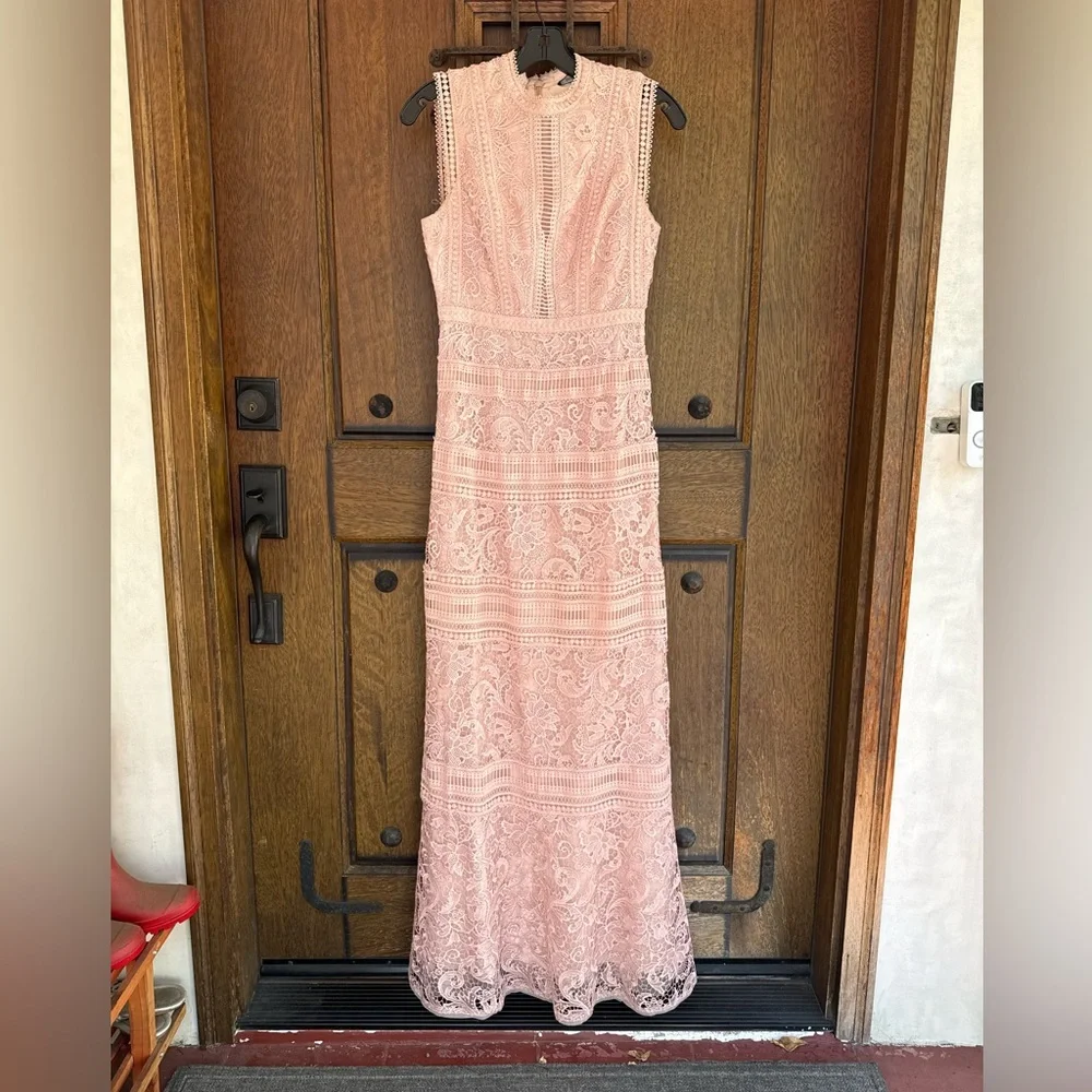 BCBGMaxAzria Blush Lace Maxi Dress Size 4
